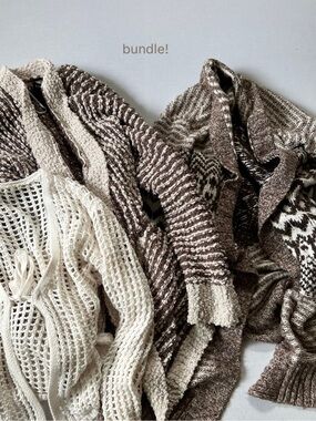 Y2k American Eagle Cream and Brown Knit Cardigan Bundle